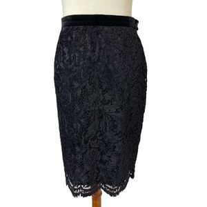 ESCADA Margaretha Ley Black Floral Lace Overlay Skirt
